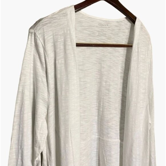Chico’s Waterfall Open Cardigan Women’s size 0 White Ultimate Tee Line Drape Com - Picture 7 of 8